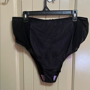 Ashley Graham Black Striped Lingerie Panties